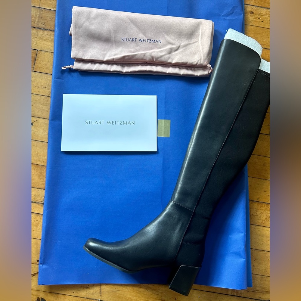 Stuart Weitzman City Block Boot Black Leather 8.5 - image 1